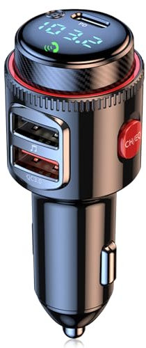 Trasmettitore Bluetooth 5.4 per Auto Adattatore Bluetooth Auto Ricarica Rapida QC3.0 18W & PD 30W per Bassi Profondi e Suono Hi-Fi Lossless Chiamata Vivavoce Supporto Chiavetta USB