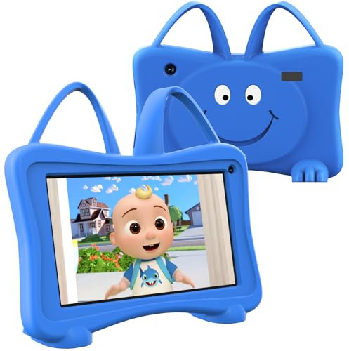 Tablette Enfants 7 Pouces Android éducative Enfant Applications Pré-Installé 32 GO ROM 64 GO Extension, Tablette pour Enfant avec Kid-Proof Étui WiFi Double caméra Contrôle Parental
