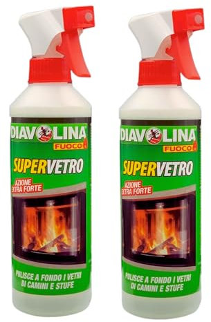 Superverre, idéal pour le nettoyage du verre et des inserts de cheminées et poêles, format de 500 ml (2 unités)