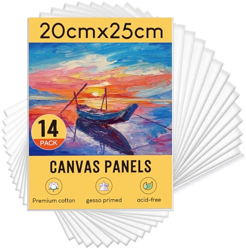 STATIONERY ISLAND Canvas for Painting 14Pcs, 20x25cm Small Canvas Boards 100% Cotton, Acid Free, Blank Canvas Panels for Acrylic Painting & Oil Paint, Hobby Painters and Beginner(8“ X 10”)