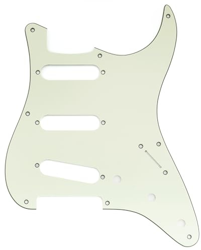 Musiclily Pro 8 Fori Battipenna ST Chitarra SSS Pickguard per Chitarra Elettrica 2008-2019 China Squier Classic Vibe SQ CV 50s Reissue Vintage Strat Style, 3 strati Mint Green