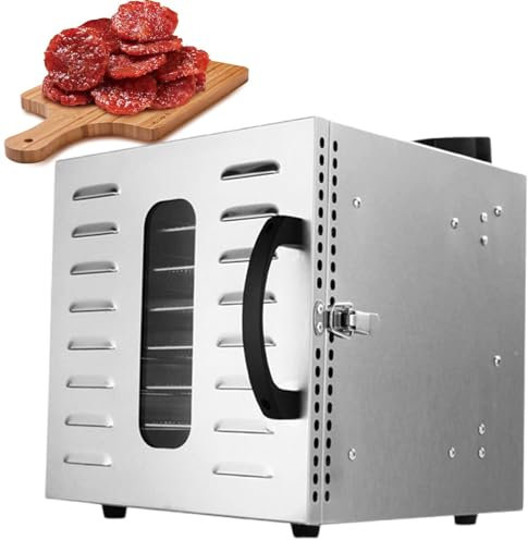 vnmudzeo 6/8 Layer Small Home Food Dehydrator Stainless Steel,for Dog Treats and Cookies,400 W Digital Display Electric Meat Drying Box,0-24 Hours Can Be Timed,8Layer-220V