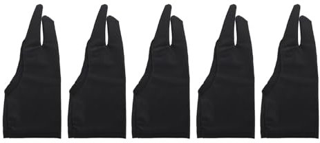 5 guantes de dibujo para artista, mano derecha e izquierda, una sola capa, dos dedos, elásticos, transpirables, para tableta gráfica de arte digital (S)