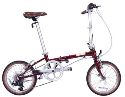 DAHON Boardwalk D7 Klappfahrrad für Erwachsene 16 Zoll Faltrad mit 7 Gang Schaltung, Faltbares Citybike für Pendler und Reisen, Rot