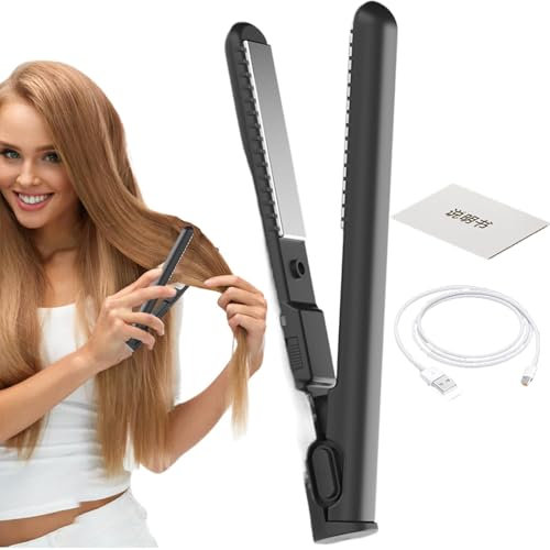 Lisseur de cheveux de voyage, lisseur et 2 en 1 | Fer à lisser portable, fer à friser sans fil - à friser 2 en 1 avec chargeur USB et fer plat, outil de coiffure pour femmes et filles, voyage à la mai