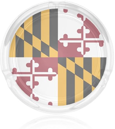Ceniceros de cristal con bandera del estado de Maryland para cigarrillos, ceniceros de vidrio decorativos, bandejas redondas para ceniceros para el hogar, la oficina