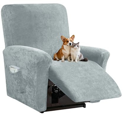 AIMENJOY Stretchhusse für Relaxsessel Komplett Sesselschoner, Stretch Relaxsessel Bezüge 1 Stück - Einfarbig Chenille Elastisch Sesselbezug für Fernsehsessel Liege Sessel (Dark Grey,1 Seater)