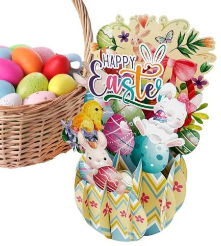 Bohany Popup Ostern Bunny Card, 3D Ostergrüßkarten,3D Popup Notcard | Ostern danke Karten mit Umschlag für Ehemann Ehefrau Tochter Schwester Kinder Erwachsene Enkelkinder