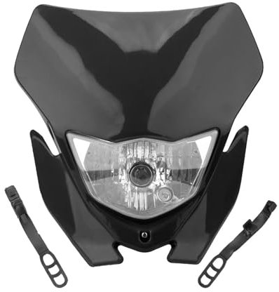Hauptscheinwerfer Universal Motocross Supermotor Scheinwerfer Glühbirne Typ H4 Dirt Bike Motorrad Scheinwerfer Motorrad Scheinwerfer(Schwarz)