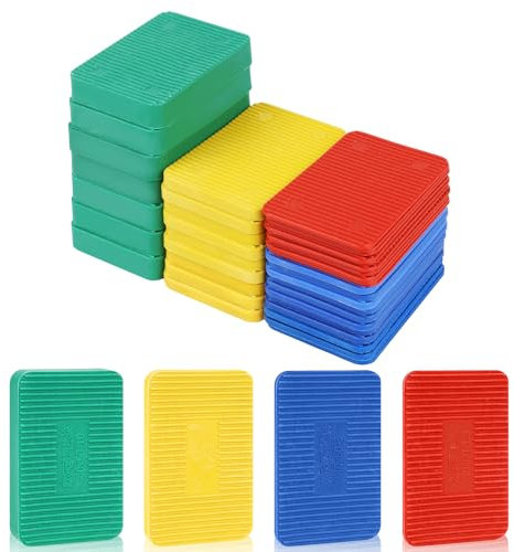 42 blocchi per vetri per finestre, 60 x 40 mm, distanziatori misti da 1,5 – 10 mm, distanziatori piatti in plastica, cunei per installazioni di telaio