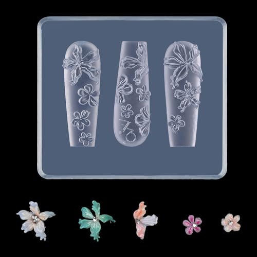 Moule en silicone 3D pour nail art sculpté avec motif précis en relief pour salon