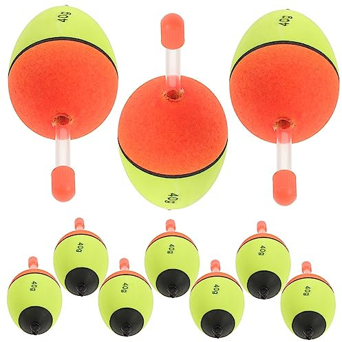 ARTSEWPLY 10pcs Eva Foam Fishing Bobbers Night Glow Bobber Floats 40g Large Belly Fishing Floats for Night Sea Anglers
