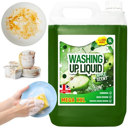 5L Original Washing Up Liquid Kitchen Dishes Detergent Soap Cleaner | Fresh Apple Scent