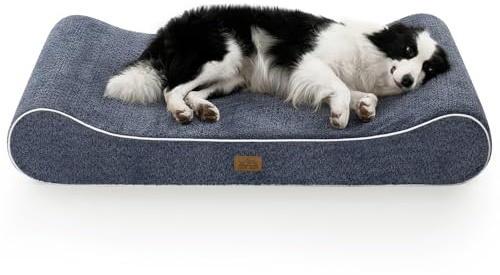 COZY KISS Waschbares Hundebett Wasserfest für XL Hunde 129x91cm, Blau | Orthopädisches Hundematte, Erhöhtem Rand, Rutschfestes Hundekissen, Verstärktem Komfortschaum, Atmungsaktiv, 18cm H, Blau