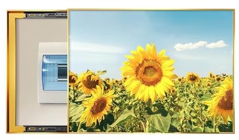 HSOQN Living Room Distribution Box Hanging Picture Sliding Type Wall Mounted Electrical Panel Cover Suitable for Entrance Halls (C,70x50cm)