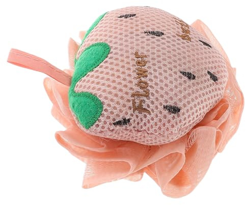 Gatuida Esponja de Baño Exfoliante Rosa Forma de Fresa, Envuelta Individualmente, de Poliéster y Algodón, Adecuada para Uso Diario y Crear Espuma Abundante