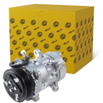 HELLA 8FK 366 200-641 Compresor, aire acondicionado - SD7V16 - 12V - R 134 a - PAG 46 - 135ml - con acoplamiento magnético/con junta tórica/con aceite de compresor PAG