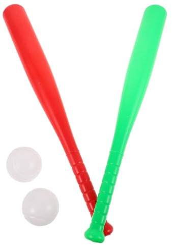 VICASKY Baseballschläger Trainingsset Für Kinder 2 Stück Kunststoff Rot Und Grün Leichter Outdoor Spielball Für Kleinkinder Im Garten