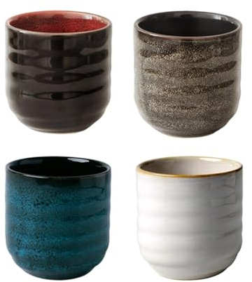 WJnflQN Pequeñas Tazas de Té | 4 Piezas de Vasos con Diseño de Estilo Japonés,Conjunto De Tazas Al Estilo Japonés,para Mujeres Hombres Hogar Navidad Vacaciones Chocolate Caliente Bebida Leche