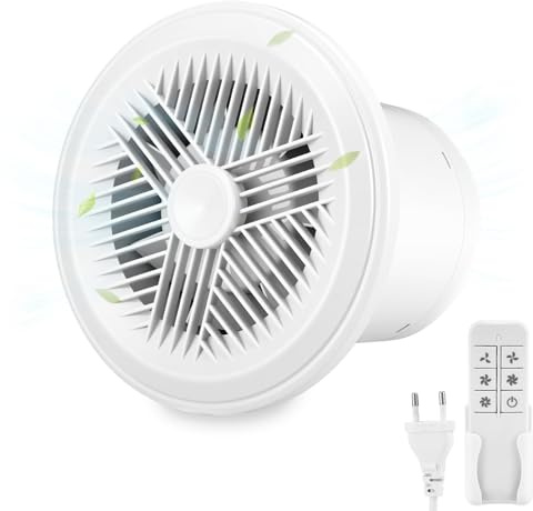 Eirolace Extracteur D'Air 100Mm,Vmc Salle De Bain,3 Vitesses,130 M³/H,Étanche Ipx4,Avec Télécommande,Ventilateur D'Extraction Silencieux 15W Pour Salle De Bain,Cuisine,Wc,Garage