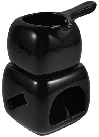 VILLCASE Scalda Olio in Materiale Ceramico per Aromaterapia Regolazione Precisa della Temperatura, Diffusore Decorativo per Spa e Saloni di Bellezza, Bruciatore Aroma Nero Raffinato