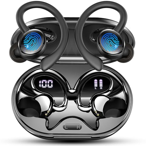 2026 Nueva Auriculares Inalambricos Deportivos, Auriculares Bluetooth 5.4 HiFi Estéreo con 4 HD Mic, 50H Cascos Inalambricos Bluetooth con Cancelacion Ruido ENC, Pantalla LED/IP7 Impermeable Cascos