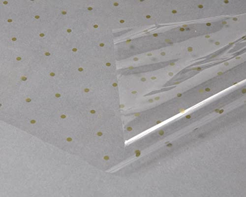 Cellophane Wrap Hamper Florist Film - 800mm x 2 Meters (Supplied in a Folded Sheet) - Gold Dot | Wrapping Paper & Gift Wrap for Bouquets, Baskets & Hampers