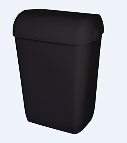 Blanc HYGIENIC Premium BIN Abfallbehälter 45 Liter Schwarz | ABS-Kunststoff, Einwurfwölbung, Deckel & Wandhalterung inkl., für Sanitärraum, Büro, Küche & WC