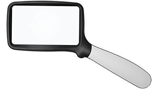 Lupe LED Handlupe mit Licht Rechteckig Leselupe Beleuchtet Vergrößerungsglas Klappbarem Griff Acryl Linse Lupenleuchte 2fach für Kinder Senioren Lesebuch Zeitungen Landkarten Schmuck Handwerk