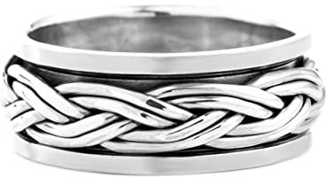 Windalf Kraftvoller Vintage Silberring Drehring IGOR 0.8 cm Vikings Partnerring Freundschaftsring Handgearbeitet 925 Sterlingsilber (Silber, 60 (19.1))