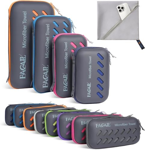 BAGAIL Toallas de Viaje de Microfibra, Toallas de Campamento, Toallas de baño y Toallas de Playa, Secado rápido - Súper absorción de Agua - Súper Compacto, Muy Adecuado para el Deporte y el Fitness