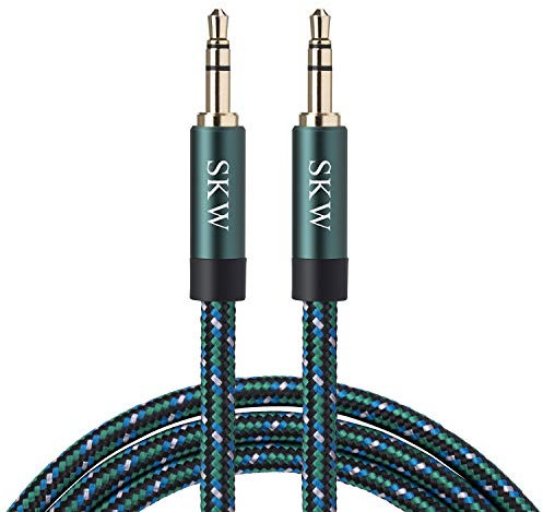 SKW Cavo Aux 3,5mm (audio Hi-Fi), Cavo Audio Jack Maschio a Maschio per stereo domestico, iPhone, iPod, IPad, Echo Dot, Sony ecc. (3m,Verde)
