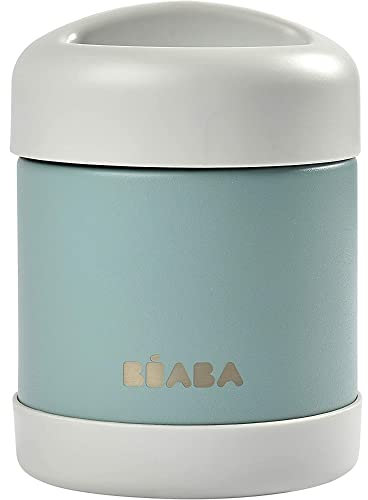 BÉABA, Portion de Conservation Repas Bébé/Enfant, Inox, Isotherme, Conserve Chaud/Froid Aliments, Double parois, 100% hermétique, 300 mL, Light mist/Eucalyptus green