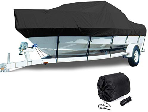 Bootspersenning 420D Oxford Gewebe Persenning Bootsabdeckung 11-24ft Wasserdicht Bootsplane, Schwarz,21 to 24ft: 732x300cm