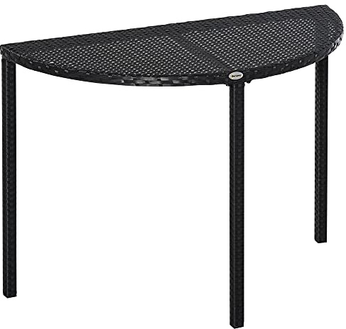 Outsunny Table de Jardin Demi Cercle Demi Lune 100L x 50l x 74H cm Noir