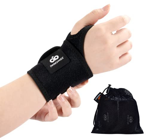 INDEEMAX Confezione da 2 tutori da polso in rame, Sollievo dal dolore, artrite, tendinite, bendaggi di compressione del polso regolabili con mani di stecca, adatti per uomini e donne