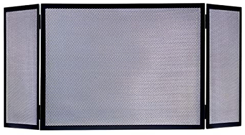 Grille de Protection pour cheminée, Grille Pare-feu en Fer forgé Coloris Noir - Hauteur 80 x Longueur 102 x Largeur 30 cm