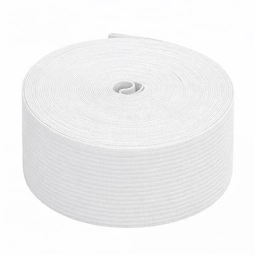 Trimming Shop Bande Élastique Plate 50 mm | Ruban Élastique Blanc Extensible pour Couture, Confection de Vêtements et Bricolage - 5 Mètres | Ruban élastique élastique en caoutchouc polyester pour couture de vêtements, vêtements, couture, projets d'artisanat