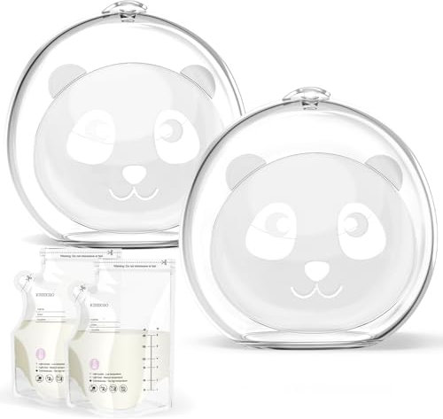 Panda-Design Muttermilch-Sammler Set (2er-Pack) mit 20 Stück Muttermilchbeutel, Auslaufsicheres Design, Ideal für unterwegs, Arbeit und Zuhause Weich und bequem, schützt vor Brustschmerzen BPA-frei