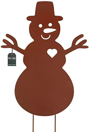 KOTARBAU® Gartendekoration Rostfiguren 65cm Schneemann Weihnachtsdeko Garten Ecorost Gartenstecker Weihnachten Gartenfiguren & Gartenstatuen Roststecker Gartendeko für Draußen Edelrost