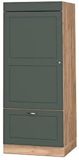 Vicco Vorratsschrank Fame-Line, Grün-Gold Landhaus/Goldkraft Eiche 60 cm | MDF-Front · Metall-Vollauszüge · Höhenverstellbare Füße · Metallgriffe · ✓ Frei kombinierbar