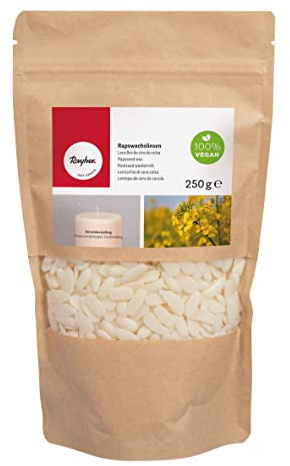 Rayher Raps-Wachslinsen, Beutel 250 g, aus gehärtetem Rapsöl, praktische Linsenform, Wachsgranulat, zum Kerzen gießen, Wachspastillen, 31643000, Weiß