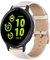 KoGiio 20mm Bracelet pour Garmin Vivoactive 5/Vivomove Trend/Venu Sq 2/Venu Sq 2 Music/Venu 2 Plus,Hommes et Femmes Vintage de Cuir Bracelet de Remplacement pour Forerunner 245/245 Music - Blanc