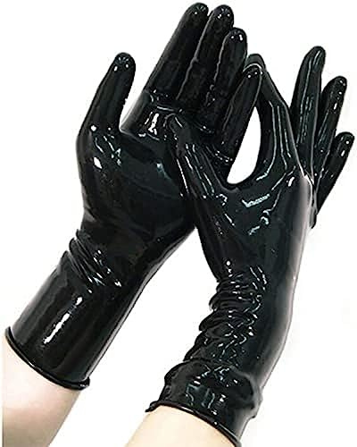 Kurze Latexhandschuhe, 0,4 Mm Dick, Mit Gerollten Kanten, Club-Partykleidung, Kostüm Für Catsuit-Kleid,Rot,Klein