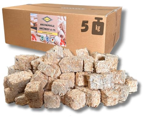 BAVAFIRE FIRECUBE 5kg - Öko Anzündwürfel - Effektiver Anzünder für Grill, Kamin, Smoker, Ofen und Feuerschale - gepresste Anzündwolle - PEFC zertifizerter Grillanzünder & Kaminanzünder