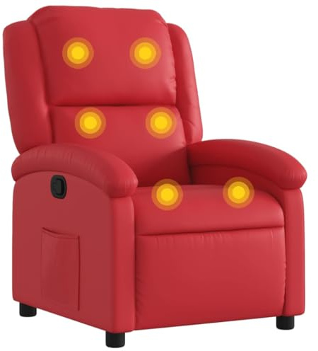 vidaXL Massagesessel, Sessel Verstellbare Rückenlehne, Fernsehsessel Relaxsessel mit Vibrationsfunktion, Liegesessel Polstersessel Ruhesessel, Rot Kunstleder