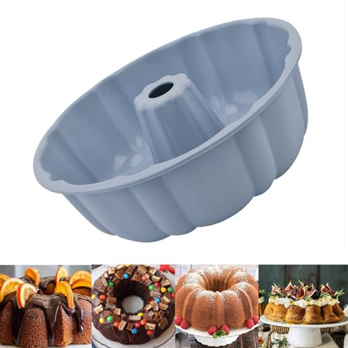 LANYOTA Gugelhupfform Silikon, Ø 25 cm Kuchenform, Gugelhupf Backform Muffinförmchen Cupcake Kuchenform, Groß, Silikon, perfekte Backformen für Kuchen, Götterspeise, Gelatine, Brot (grau x1)