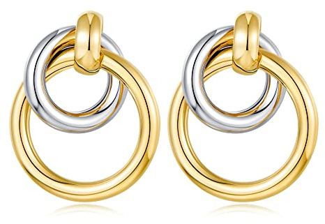 LILIE&WHITE Knoten-Ohrringe Gold & Silber – Klobige Creolen, Statement-Schmuck, Elegante Knoten-Design Ohrstecker für Damen
