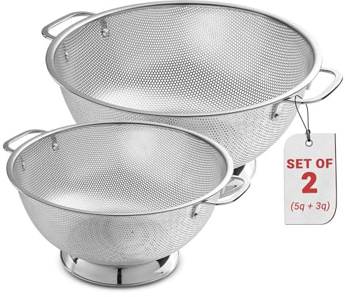 Bellemain Micro-Perforated Stainless Steel Colander-Dishwasher Safe (3 QT and 5 QT)