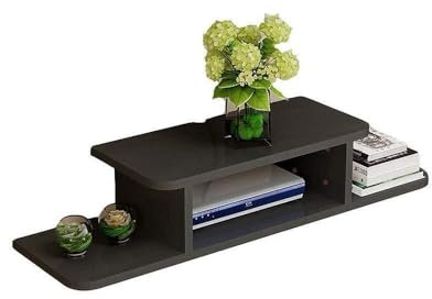 Suixtil Schwebendes Regal Wandmontiertes TV-Schrank Regal TV-Konsole Router Rack DVD Set Top Box Telefon Organizer Box Hanger(Schwarz,60x20cm)